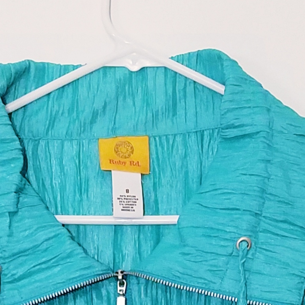 Ruby Road Turquoise Metallic Blue Windbreaker .8 - image 8